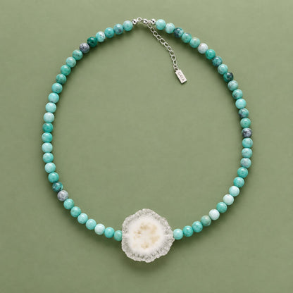 Choker de Variscita con Estalactita de Cuarzo Blanco