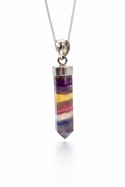 Collar Punta de Fluorita Arcoiris