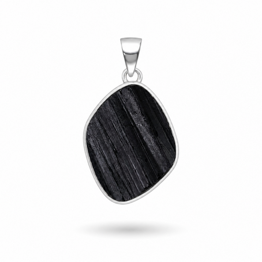 Collar de Piedra Natural Turmalina Negra en Bruto