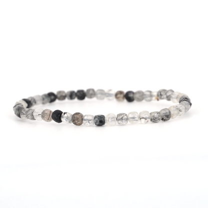 Pulsera Piedra Natural Cuarzo Turmalinado Facetado