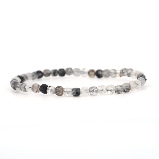 Pulsera Piedra Natural Cuarzo Turmalinado Facetado