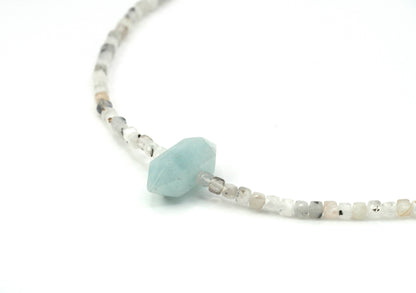 Choker Piedraluna Inclusionada y Aguamarina