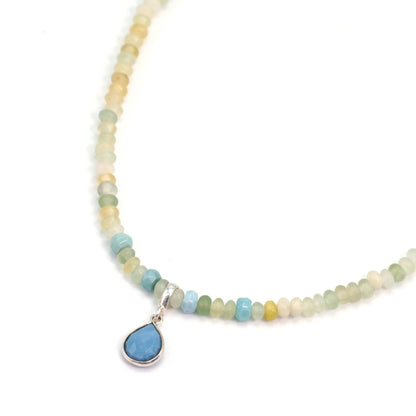 Choker Prehnita y Ópalo Azul