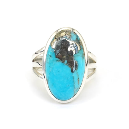 Anillo Turquesa con Pirita Oval