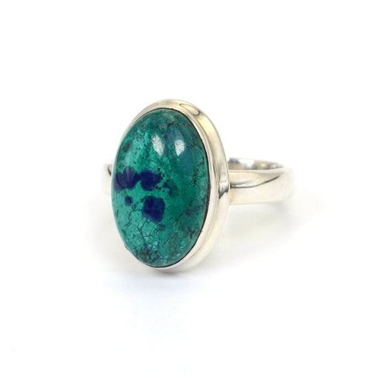 Anillo Azurita con Crisocola del Congo