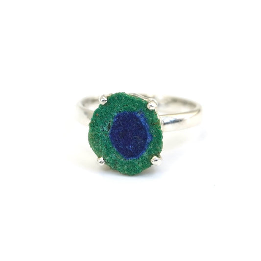 Anillo Estalactita de Azurita en Malaquita del Congo