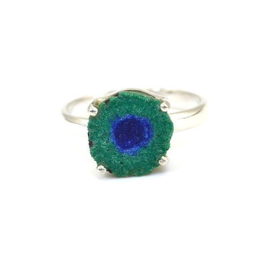 Anillo Estalactita de Azurita en Malaquita del Congo
