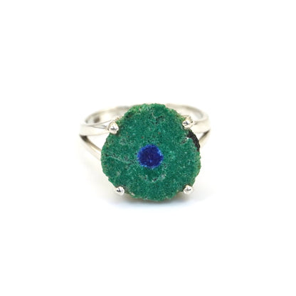 Anillo Estalactita Azurita en Malaquita del Congo