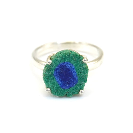 Anillo Estalactita Azurita en Malaquita del Congo