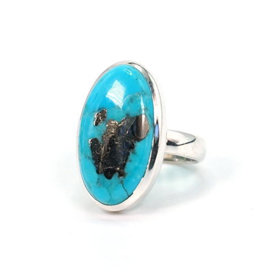 Anillo Turquesa con Pirita Oval