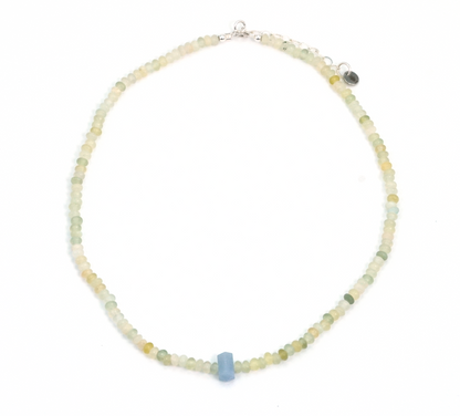 Choker Prehnita y Ópalo Azul