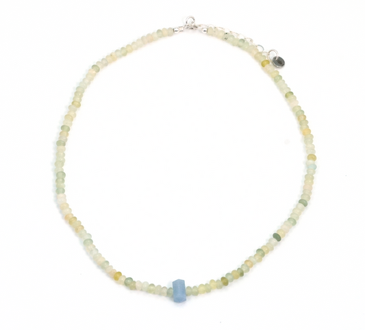 Choker Prehnita y Ópalo Azul