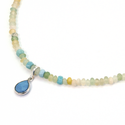 Choker Prehnita y Ópalo Azul