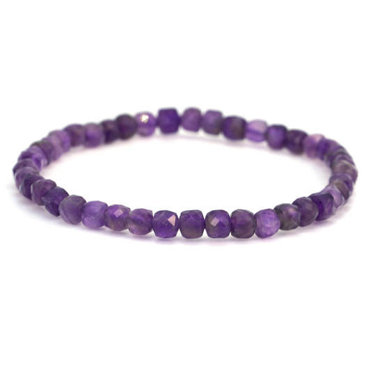 Pulsera de Amatista Facetada en Cubos