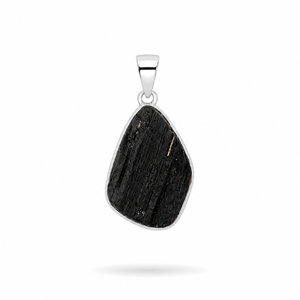 Collar de Piedra Natural Turmalina Negra en Bruto