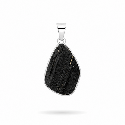 Collar de Piedra Natural Turmalina Negra en Bruto