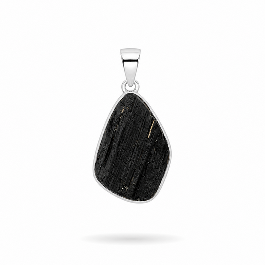 Collar de Piedra Natural Turmalina Negra en Bruto
