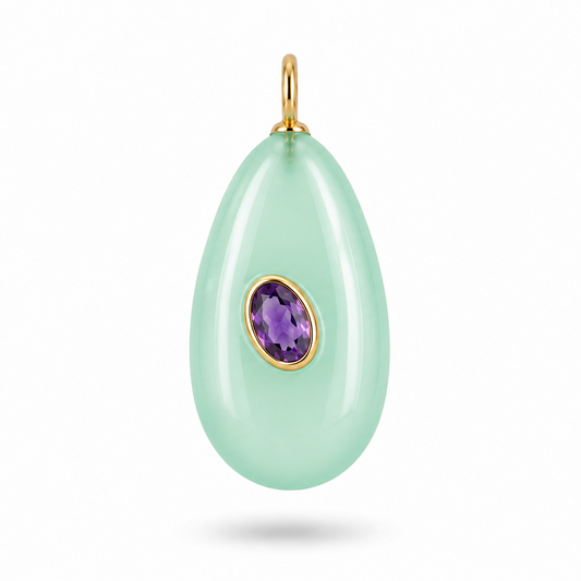 Dije de Aqua Calcedonia con Incrustado de Amatista