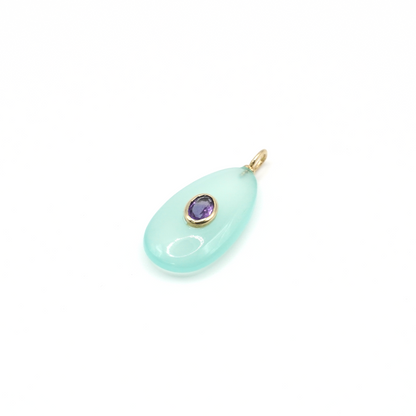 Dije de Aqua Calcedonia con Incrustado de Amatista