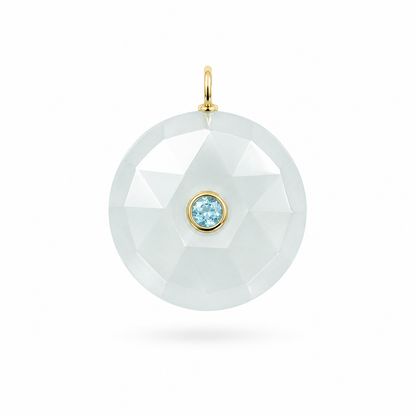 Dije de Piedraluna Plateada con Topacio Sky Blue