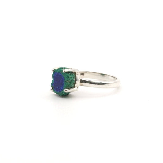 Anillo Estalactita de Azurita en Malaquita del Congo
