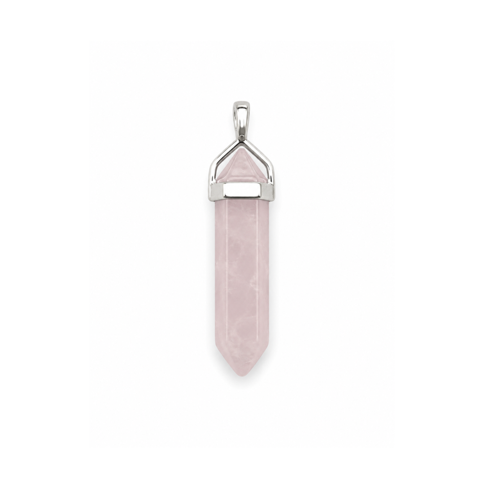 Collar Doble Punta de Cuarzo Rosa