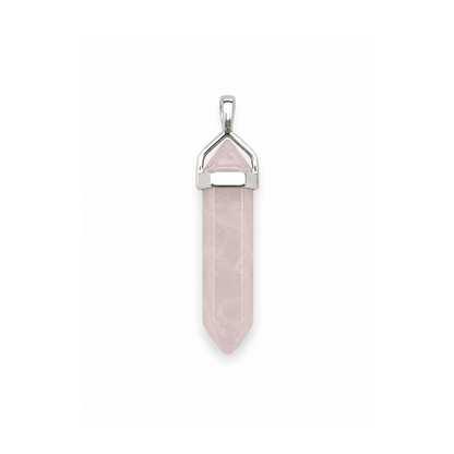 Collar Doble Punta de Cuarzo Rosa
