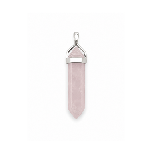 Collar Doble Punta de Cuarzo Rosa