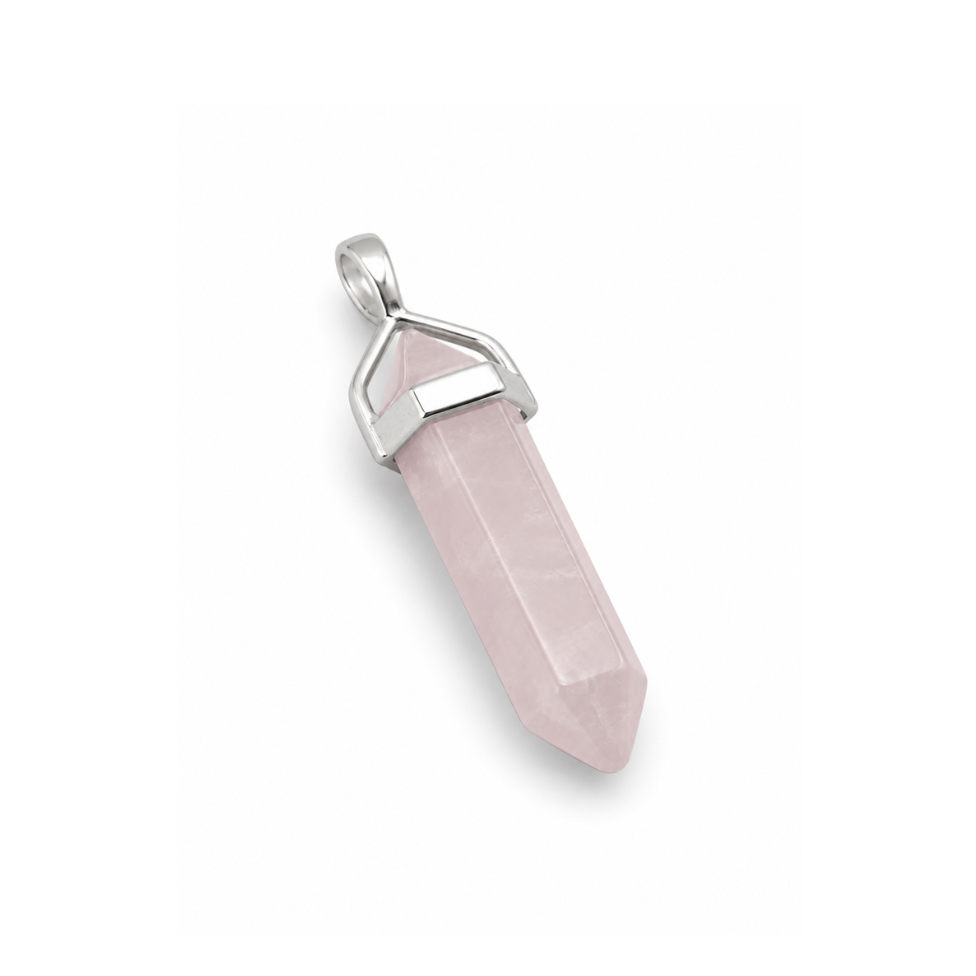 Collar Doble Punta de Cuarzo Rosa