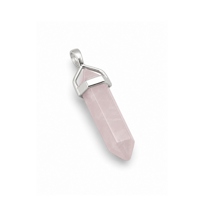 Collar Doble Punta de Cuarzo Rosa