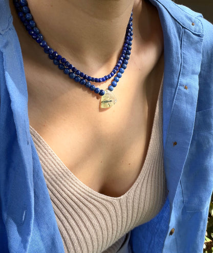 Choker de Lapislázuli Afgano con Prehnita y Epidota