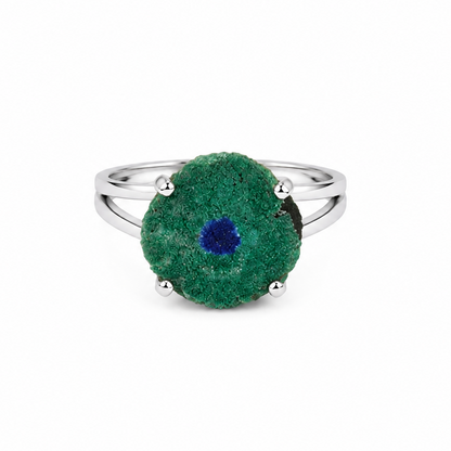 Anillo Estalactita Azurita en Malaquita del Congo