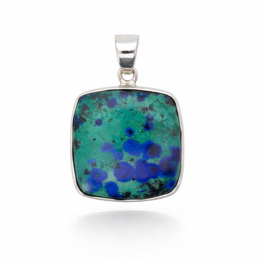 Collar de Azurita en Crisocola Cuadrado