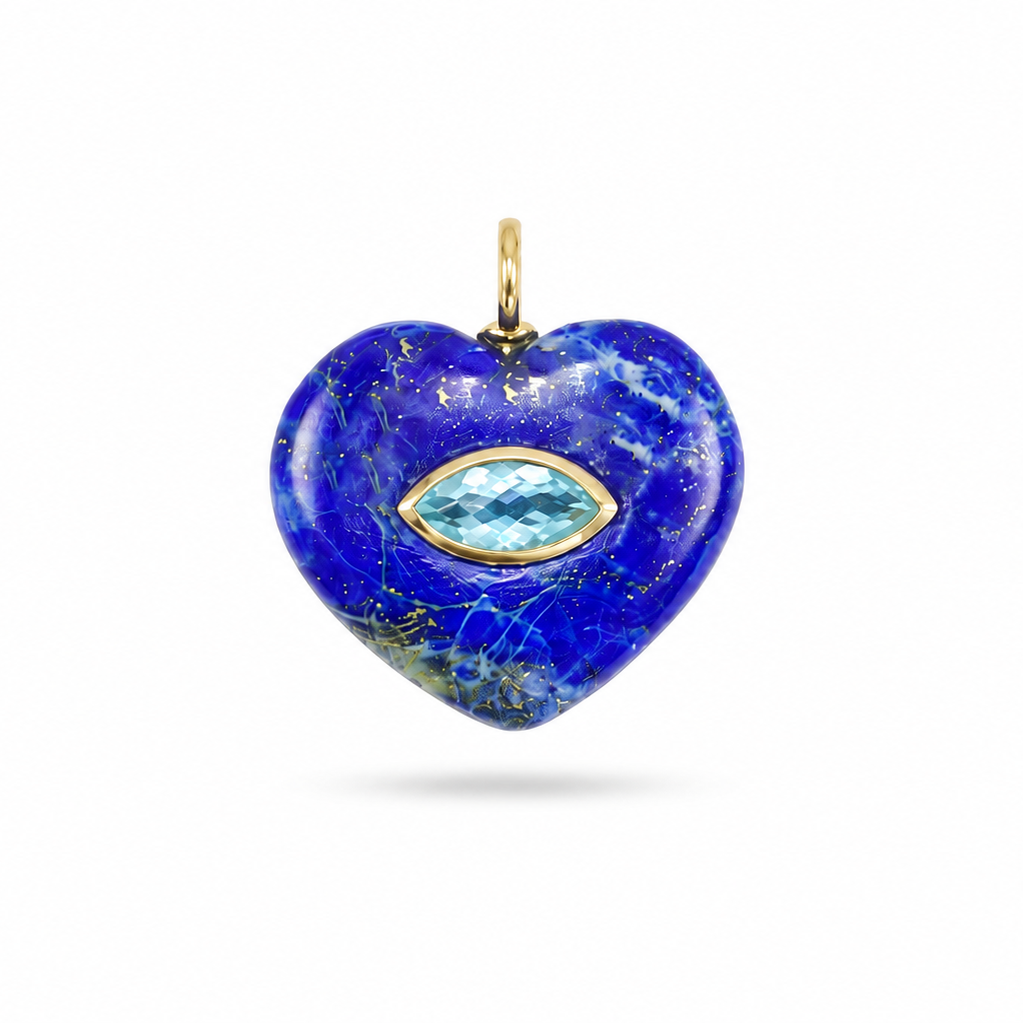 Dije de Lapislazuli Corazón con Topacio