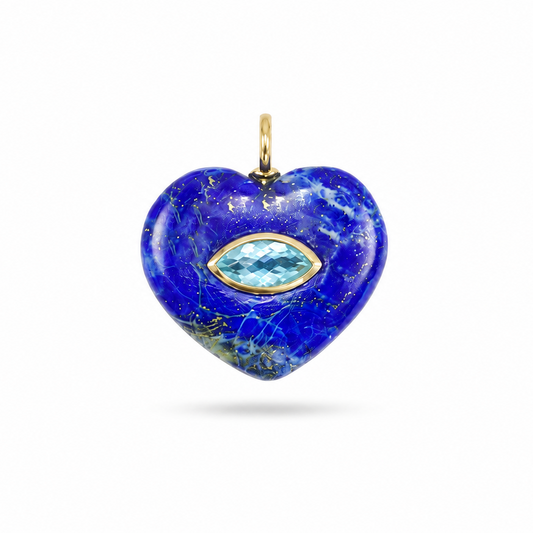 Dije de Lapislazuli Corazón con Topacio