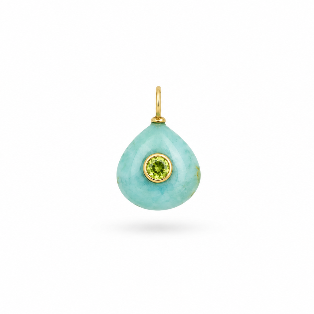 Dije de Larimar con Incrustado de Peridoto