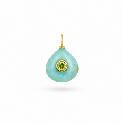 Dije de Larimar con Incrustado de Peridoto