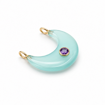Dije de Luna de Aqua Calcedonia con Amatista