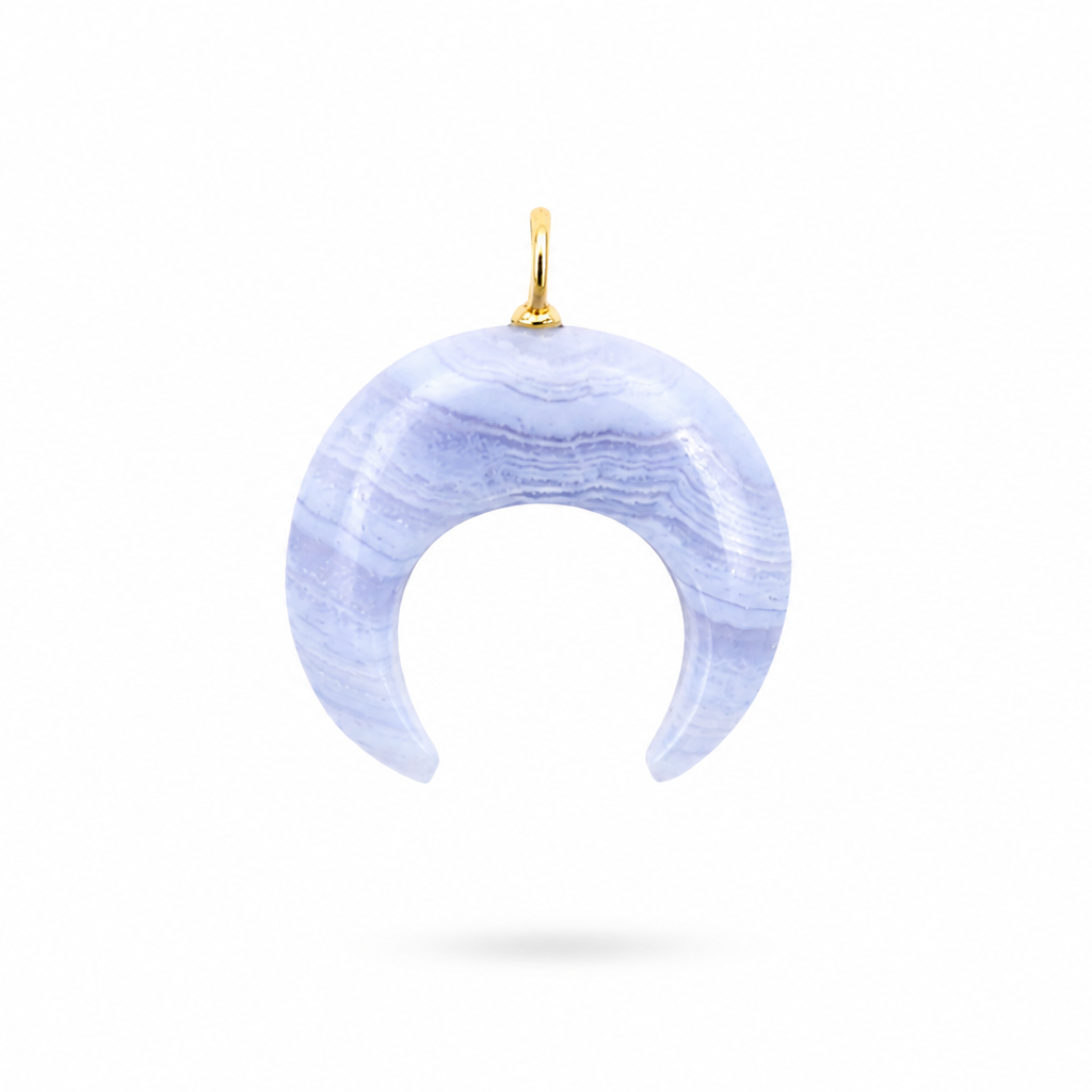 Dije Luna de Agata Blue Lace con Topacio