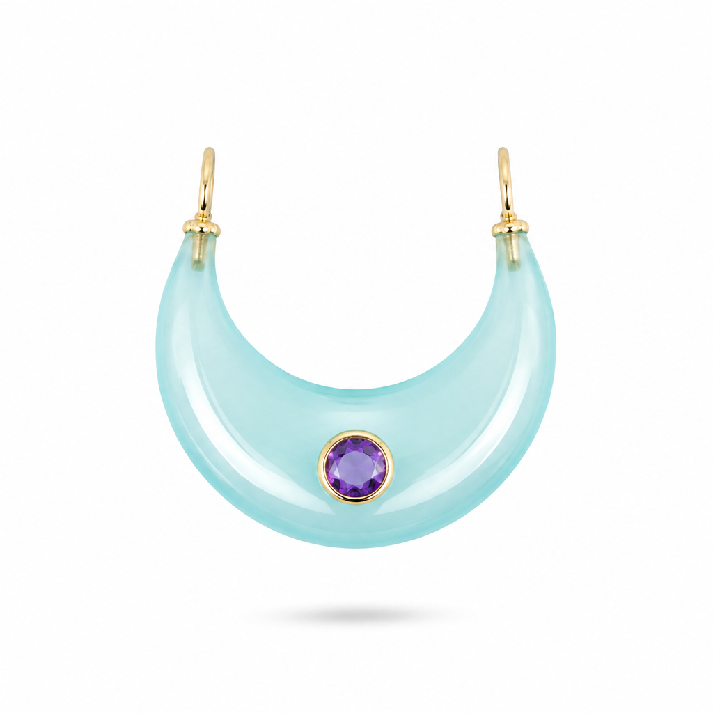 Dije de Luna de Aqua Calcedonia con Amatista