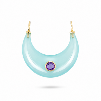 Dije de Luna de Aqua Calcedonia con Amatista