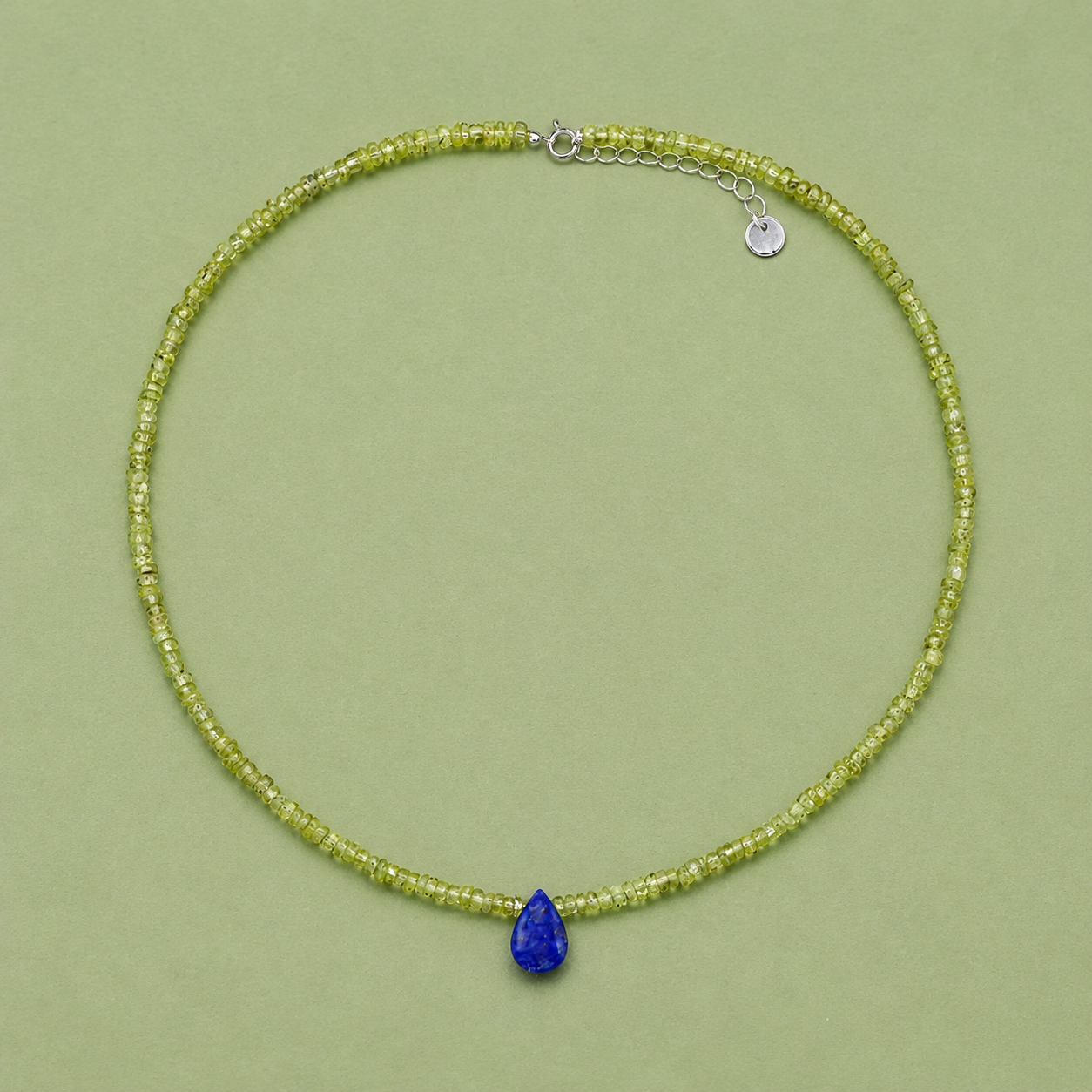 Choker de Piedra Natural Peridoto con Lapislazuli