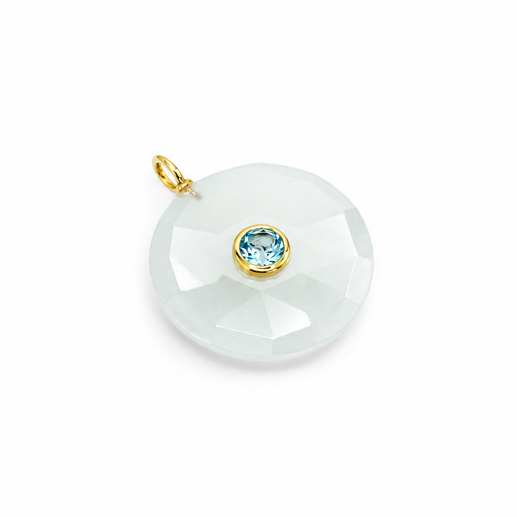 Dije de Piedraluna Plateada con Topacio Sky Blue