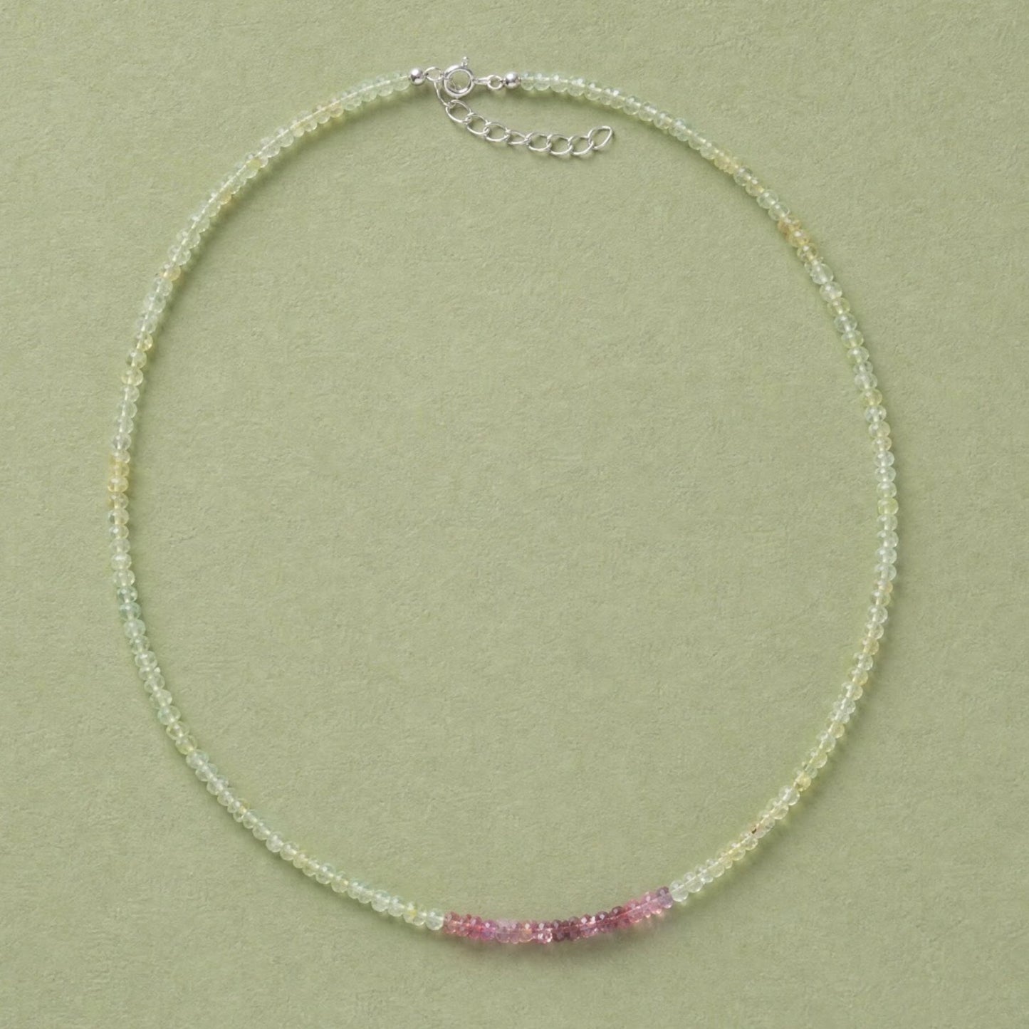 Choker de Prehnita con Turmalina Rosa