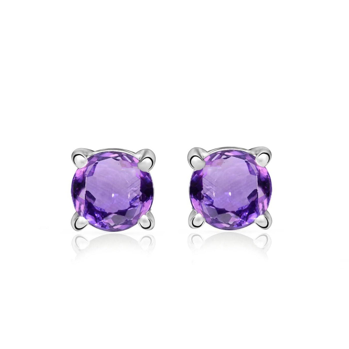 Aretes de Amatista Facetada Circular