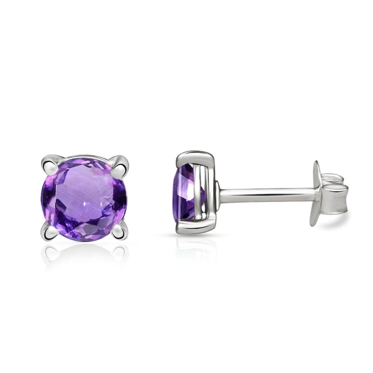 Aretes de Amatista Facetada Circular