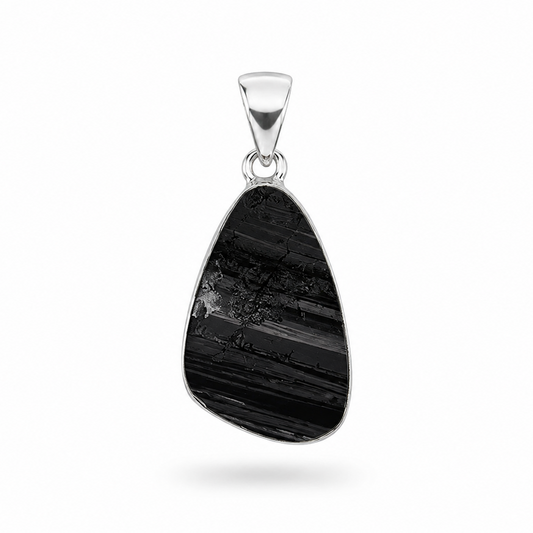 Collar de Piedra Natural Turmalina Negra en Bruto