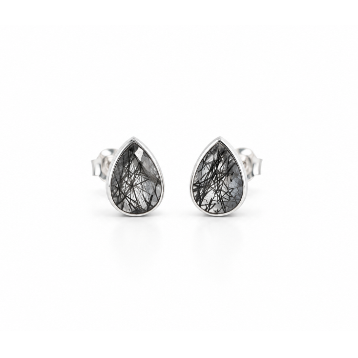 Aretes Cuarzo Turmalinado Facetado