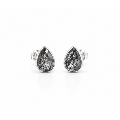 Aretes Cuarzo Turmalinado Facetado