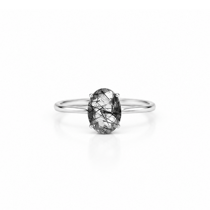 Anillo de Cuarzo Turmalinado Facetado
